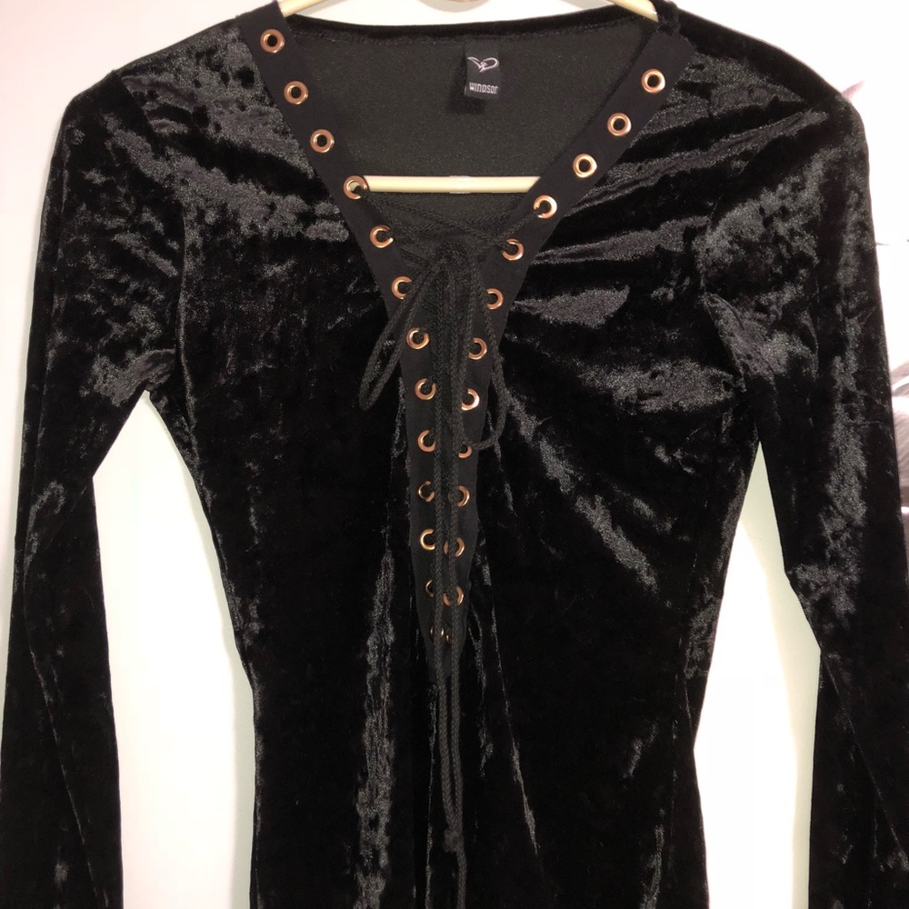 Black velvet body suit